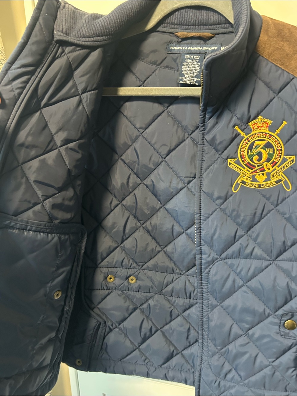 Ralph Lauren Sport Quilted Vest Medium Genuine Suede Equestrian Preppy - Picture 10 of 12